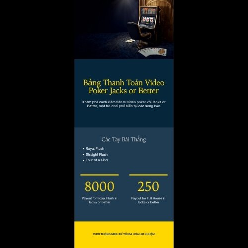 Infographic bảng thưởng Jacks or Better trong Video Poker tại A088